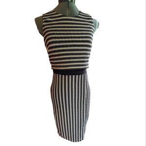 Bisou Bisou Black And White Striped Sleeveless Women's‎ Dress Size 2